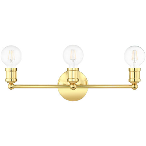 20.25 inch 3 Light Polished Brass Bathroom Vanity light fixture with Steel base material-Lighting LumensBath/Vanity