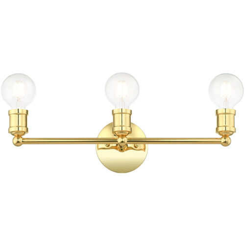 20.25 inch 3 Light Polished Brass Bathroom Vanity light fixture with Steel base material-Lighting LumensBath/Vanity