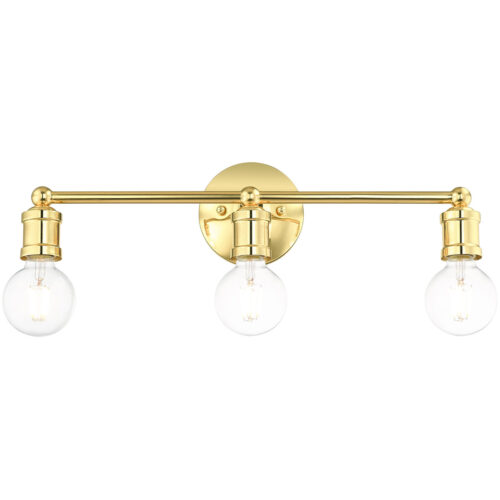 20.25 inch 3 Light Polished Brass Bathroom Vanity light fixture with Steel base material-Lighting LumensBath/Vanity