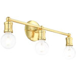 20.25 inch 3 Light Polished Brass Bathroom Vanity light fixture with Steel base material-Lighting LumensBath/Vanity