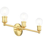 20.25 inch 3 Light Polished Brass Bathroom Vanity light fixture with Steel base material-Lighting LumensBath/Vanity