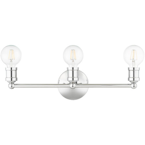 20.25 inch 3 Light Polished Chrome Bathroom Vanity light fixture with Steel base material-Lighting LumensBath/Vanity