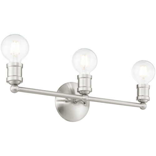 20.25 inch 3 Light Brushed Nickel Bathroom Vanity light fixture with Steel base material-Lighting LumensBath/Vanity