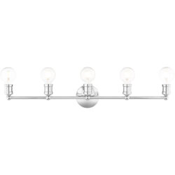 33.875 inch 5 Light Polished Chrome Bathroom Vanity light fixture with Steel base material-Lighting LumensBath/Vanity