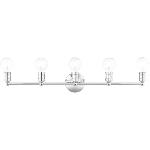 33.875 inch 5 Light Polished Chrome Bathroom Vanity light fixture with Steel base material-Lighting LumensBath/Vanity