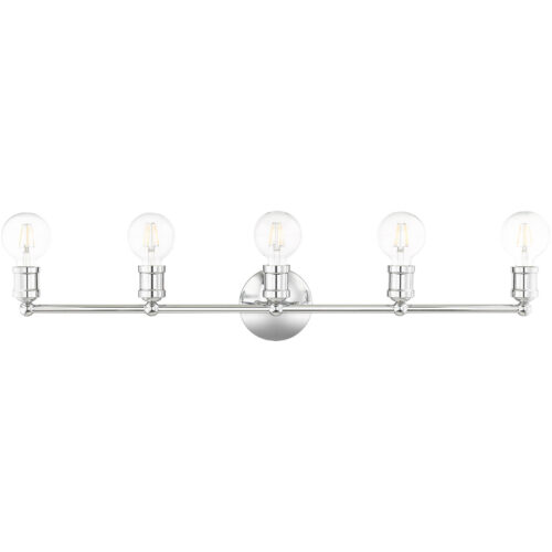 33.875 inch 5 Light Polished Chrome Bathroom Vanity light fixture with Steel base material-Lighting LumensBath/Vanity