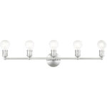 33.875 inch 5 Light Polished Chrome Bathroom Vanity light fixture with Steel base material-Lighting LumensBath/Vanity