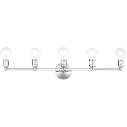 33.875 inch 5 Light Polished Chrome Bathroom Vanity light fixture with Steel base material-Lighting LumensBath/Vanity