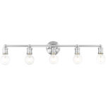 33.875 inch 5 Light Polished Chrome Bathroom Vanity light fixture with Steel base material-Lighting LumensBath/Vanity