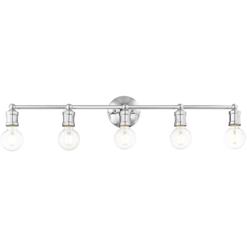 33.875 inch 5 Light Polished Chrome Bathroom Vanity light fixture with Steel base material-Lighting LumensBath/Vanity