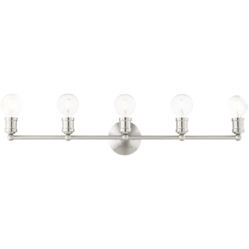 33.875 inch 5 Light Brushed Nickel Bathroom Vanity light fixture with Steel base material-Lighting LumensBath/Vanity