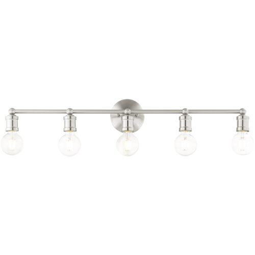 33.875 inch 5 Light Brushed Nickel Bathroom Vanity light fixture with Steel base material-Lighting LumensBath/Vanity