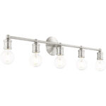 33.875 inch 5 Light Brushed Nickel Bathroom Vanity light fixture with Steel base material-Lighting LumensBath/Vanity