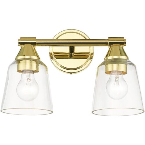 16782-02 2 Light Polished Brass Vanity Sconce-Lighting LumensWall Sconces