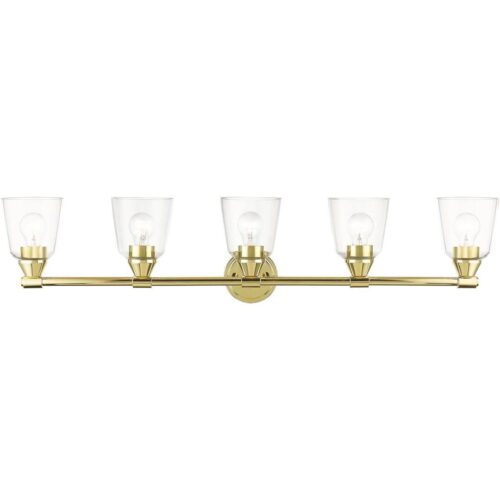 16785-02 5 Light Polished Brass Large Vanity Sconce-Lighting LumensWall Sconces