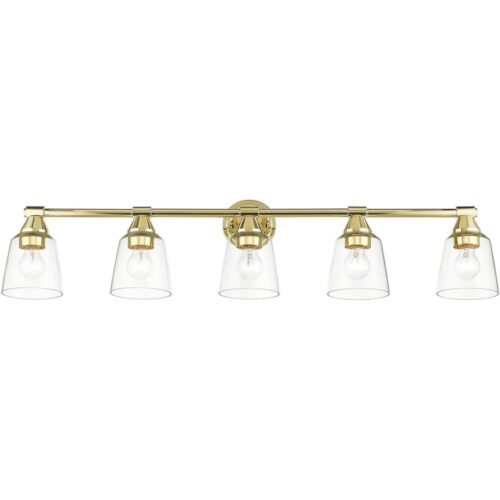 16785-02 5 Light Polished Brass Large Vanity Sconce-Lighting LumensWall Sconces