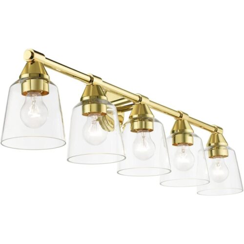 16785-02 5 Light Polished Brass Large Vanity Sconce-Lighting LumensWall Sconces