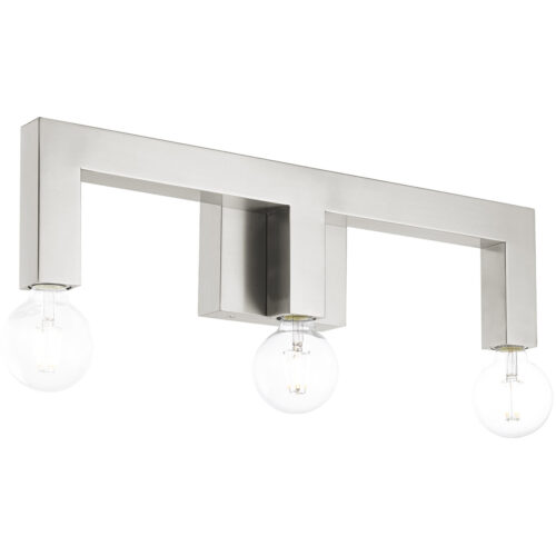 21.5 inch 3 Light Brushed Nickel Bathroom Vanity light fixture with Stainless Steel base material-Lighting LumensBath/Vanity