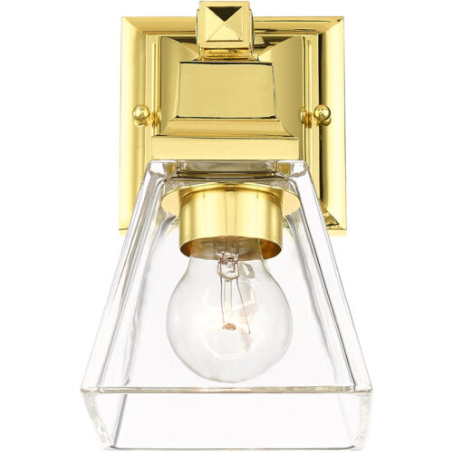 5 inch 1 Light Polished Brass Wall Sconce with Clear Glass Shade-Lighting LumensWall Sconces