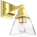 5 inch 1 Light Polished Brass Wall Sconce with Clear Glass Shade-Lighting LumensWall Sconces