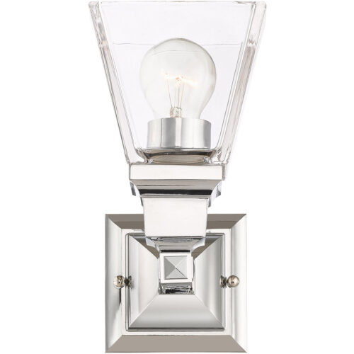 5 inch 1 Light Polished Chrome Wall Sconce with Clear Glass Shade-Lighting LumensWall Sconces