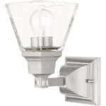 5 inch 1 Light Brushed Nickel Wall Sconce with Clear Glass Shade-Lighting LumensWall Sconces