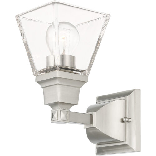 5 inch 1 Light Brushed Nickel Wall Sconce with Clear Glass Shade-Lighting LumensWall Sconces