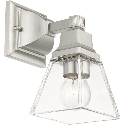 5 inch 1 Light Brushed Nickel Wall Sconce with Clear Glass Shade-Lighting LumensWall Sconces