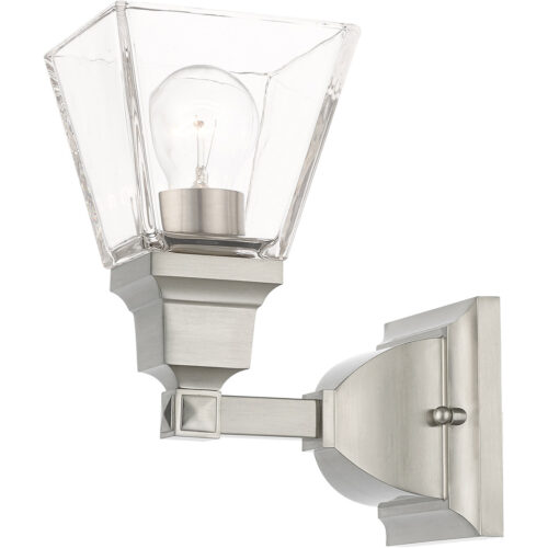 5 inch 1 Light Brushed Nickel Wall Sconce with Clear Glass Shade-Lighting LumensWall Sconces