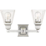 15 inch 2 Light Polished Chrome Bathroom Vanity light fixture with Clear Glass Shade-Lighting LumensBath/Vanity