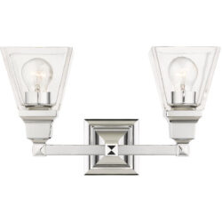 15 inch 2 Light Polished Chrome Bathroom Vanity light fixture with Clear Glass Shade-Lighting LumensBath/Vanity