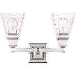 15 inch 2 Light Polished Chrome Bathroom Vanity light fixture with Clear Glass Shade-Lighting LumensBath/Vanity