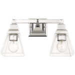 15 inch 2 Light Polished Chrome Bathroom Vanity light fixture with Clear Glass Shade-Lighting LumensBath/Vanity