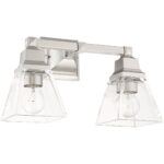 15 inch 2 Light Brushed Nickel Bathroom Vanity light fixture with Clear Glass Shade-Lighting LumensBath/Vanity