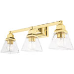 25.25 inch 3 Light Polished Brass Bathroom Vanity light fixture with Clear Glass Shade-Lighting LumensBath/Vanity