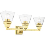 25.25 inch 3 Light Polished Brass Bathroom Vanity light fixture with Clear Glass Shade-Lighting LumensBath/Vanity