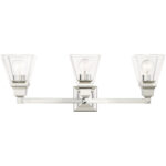 25.25 inch 3 Light Polished Chrome Bathroom Vanity light fixture with Clear Glass Shade-Lighting LumensBath/Vanity