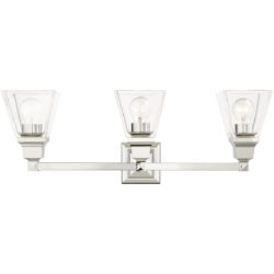 25.25 inch 3 Light Polished Chrome Bathroom Vanity light fixture with Clear Glass Shade-Lighting LumensBath/Vanity