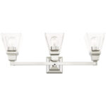 25.25 inch 3 Light Polished Chrome Bathroom Vanity light fixture with Clear Glass Shade-Lighting LumensBath/Vanity