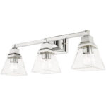 25.25 inch 3 Light Polished Chrome Bathroom Vanity light fixture with Clear Glass Shade-Lighting LumensBath/Vanity