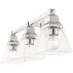 25.25 inch 3 Light Polished Chrome Bathroom Vanity light fixture with Clear Glass Shade-Lighting LumensBath/Vanity