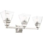 25.25 inch 3 Light Brushed Nickel Bathroom Vanity light fixture with Clear Glass Shade-Lighting LumensBath/Vanity