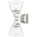 5 inch 2 Light Polished Chrome Wall Sconce with Clear Glass Shade-Lighting LumensWall Sconces