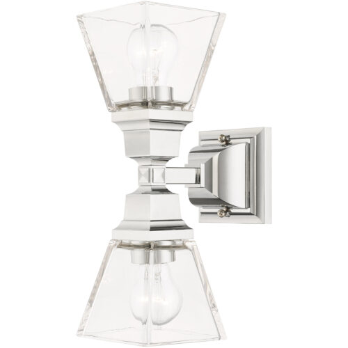 5 inch 2 Light Polished Chrome Wall Sconce with Clear Glass Shade-Lighting LumensWall Sconces