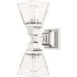 5 inch 2 Light Polished Chrome Wall Sconce with Clear Glass Shade-Lighting LumensWall Sconces