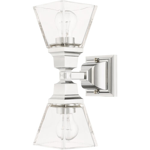 5 inch 2 Light Polished Chrome Wall Sconce with Clear Glass Shade-Lighting LumensWall Sconces