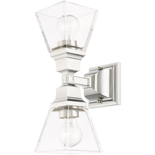 5 inch 2 Light Polished Chrome Wall Sconce with Clear Glass Shade-Lighting LumensWall Sconces