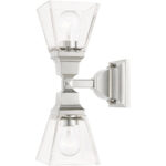 5 inch 2 Light Polished Chrome Wall Sconce with Clear Glass Shade-Lighting LumensWall Sconces