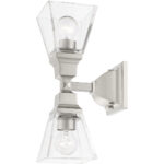 5 inch 2 Light Brushed Nickel Wall Sconce with Clear Glass Shade-Lighting LumensWall Sconces