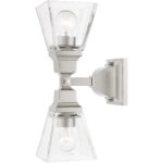 5 inch 2 Light Brushed Nickel Wall Sconce with Clear Glass Shade-Lighting LumensWall Sconces